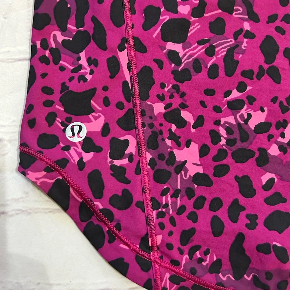 Lululemon Sculpt Workout Performance Tank Small Purple Cheetah Print Reflective